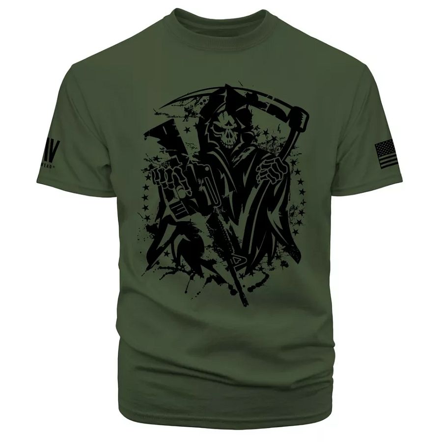 Grim Reaper Shirt American Flag Military Skull Short Sleeve T Shirt product image (1)