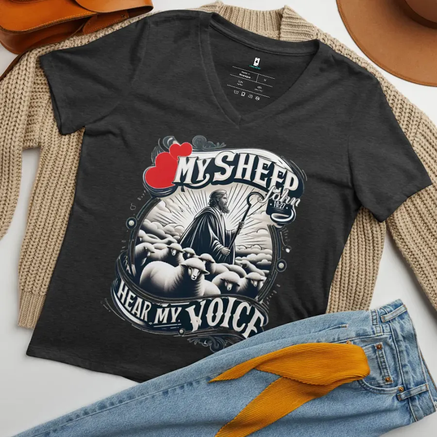 My Sheep Hear My Voice V-Neck T-Shirt product image (11)
