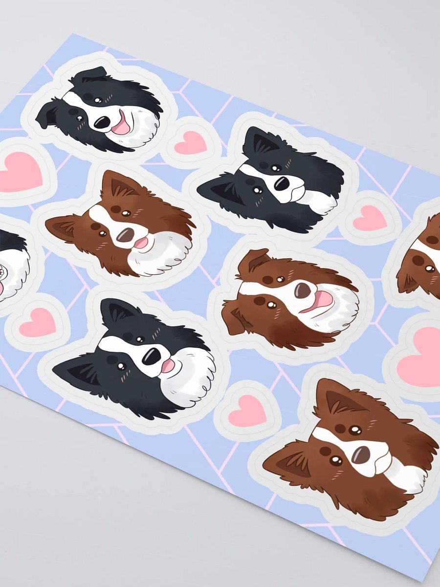 Cute Border Collie Dog Faces Sticker Sheet product image (3)