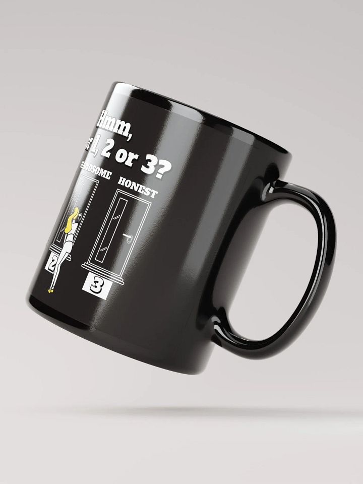 Hmm, Door 1, 2, 3? Funny Humorous Black Mug product image (4)