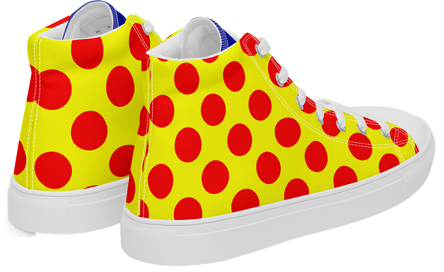 Red Polka Dots on Yellow Women's High Top Canvas Shoes product image (6)
