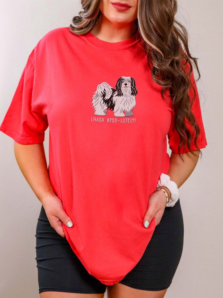 Lhasa Apso-lutely T-Shirt(Embroidered) of a Lhasa Apso(Black & White) product image (2)