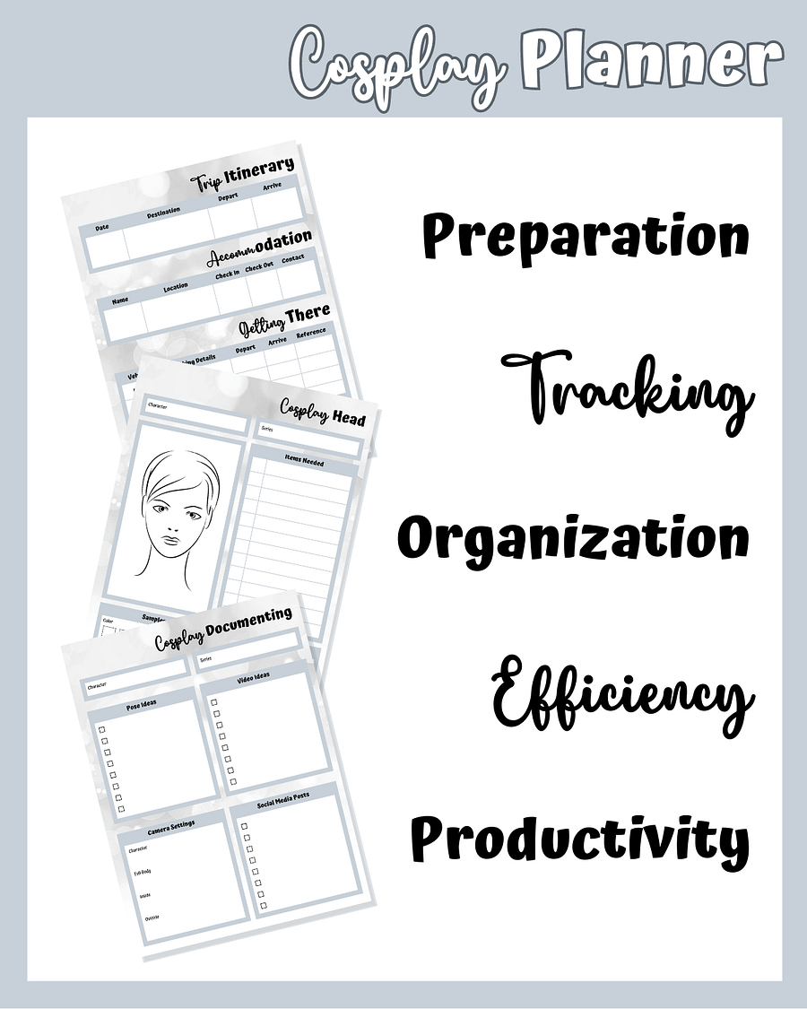 Grey Cosplay Planner Printable product image (4)