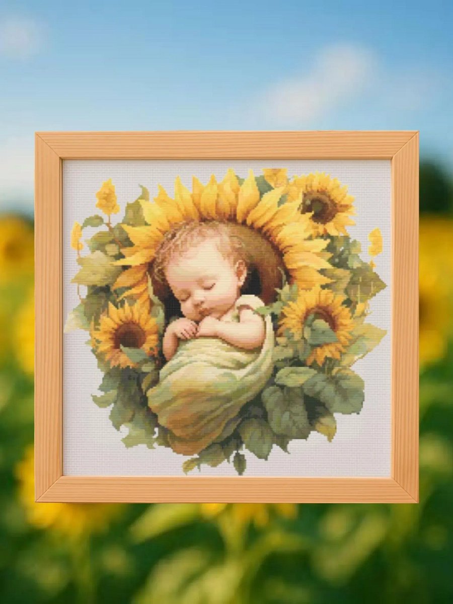 Baby Sunflower Angel Cross Stitch Pattern product image (1)