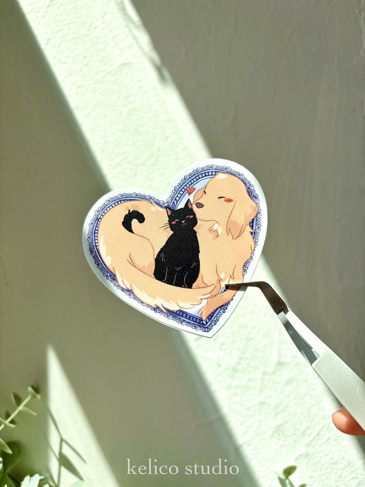 black cat & golden retriever (primary series) • die-cut sticker product image (2)