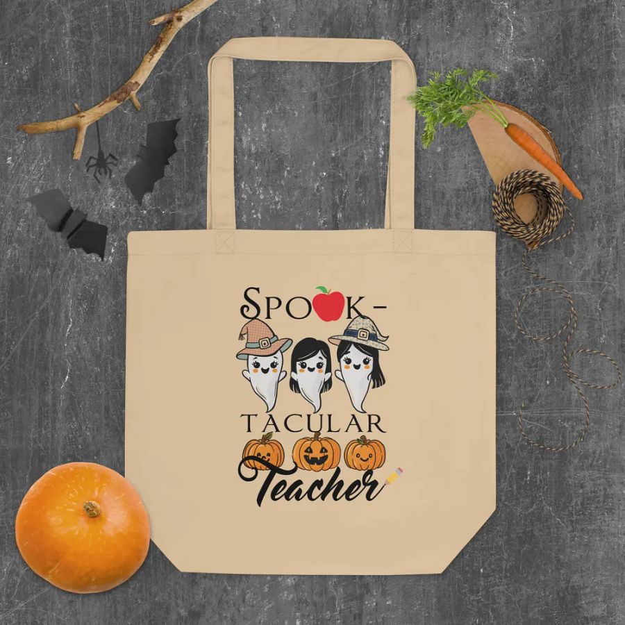Hand-Drawn Spook-Tacular Teacher Canvas Cotton Bag product image (6)