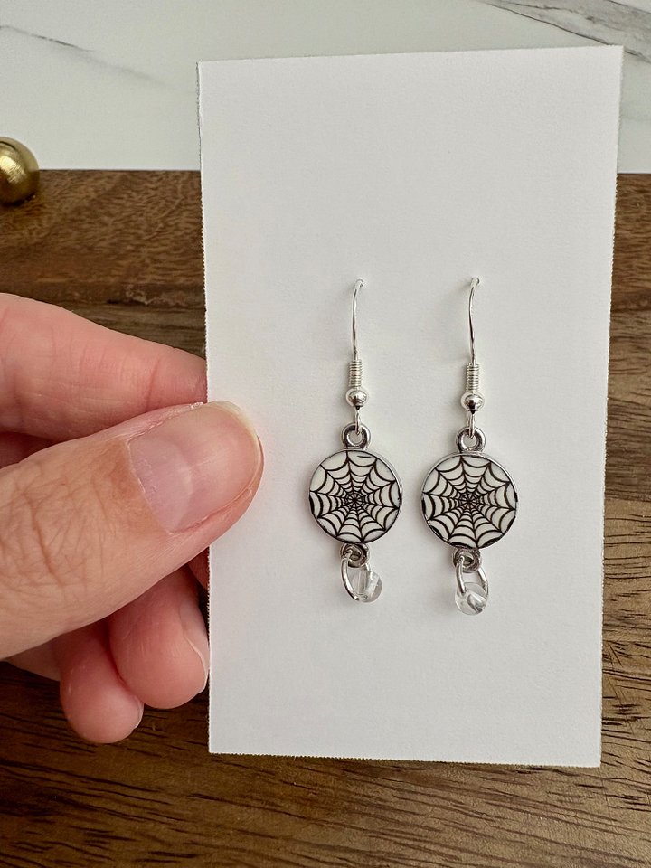 MFD-00243 | Spooky Spiderweb Earrings 🕷️✨ | Handmade Halloween Jewelry by Monique Faella Designs™ product image (2)