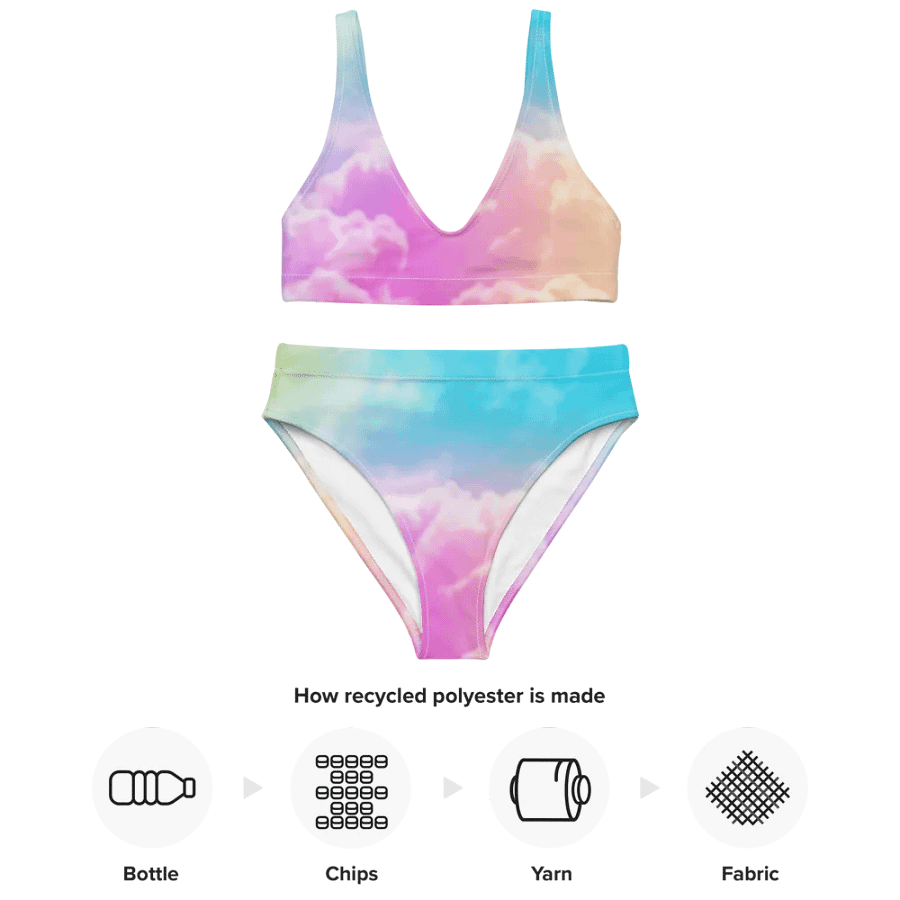 Blur cloud rainbow Design High Waisted Bikini - V7 product image (3)