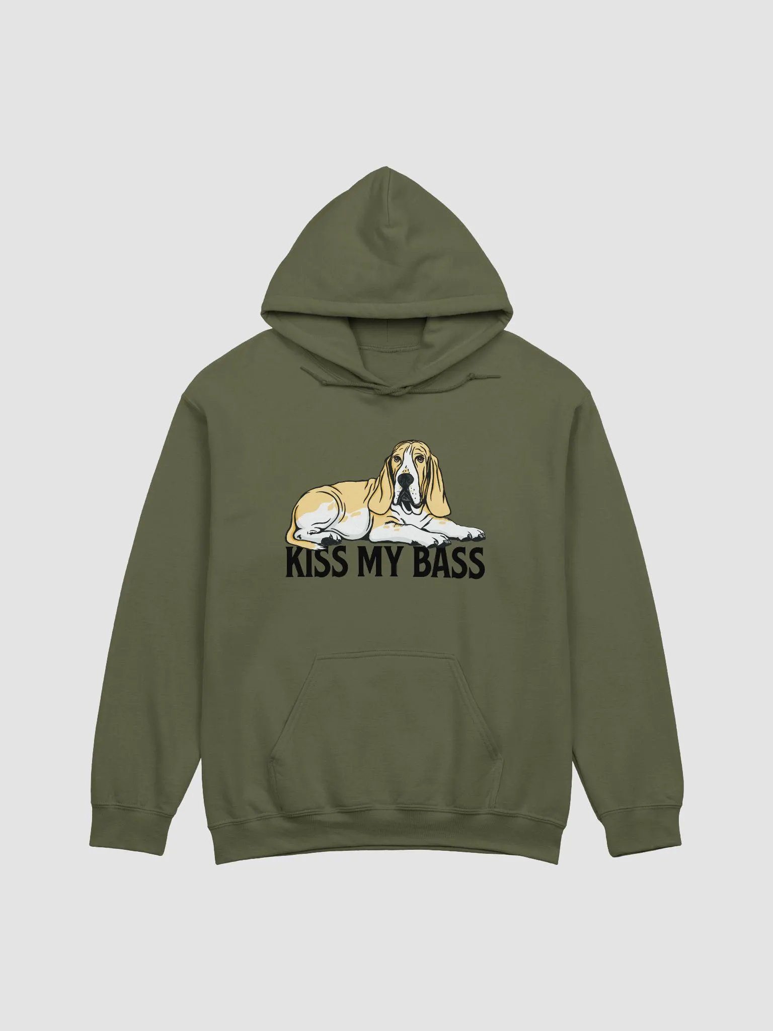 Kiss My Bass Hooded Sweatshirt | Funny Hoodie for Basset Hound(Lemon) Owners product image (13)