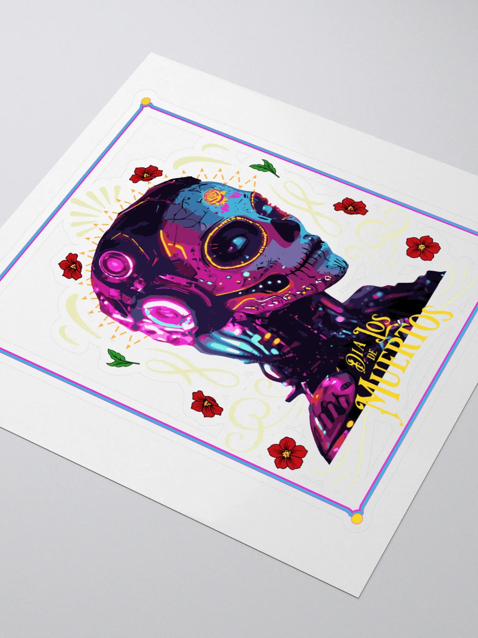 Cyber Skull Día de Los Muertos Sticker product image (3)