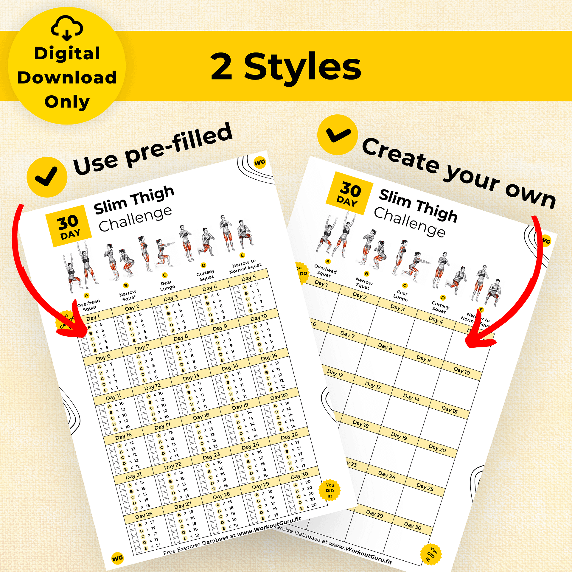 30 Day Slim Thigh Challenge - Printable Workout Tracker product image (4)