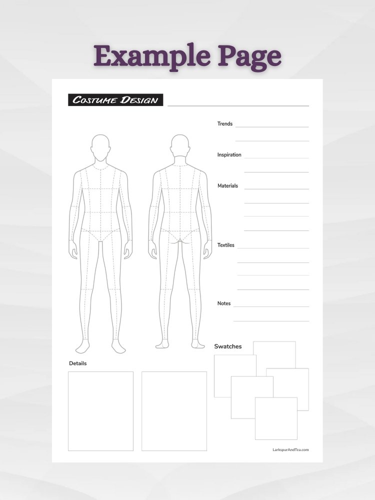 Cosplay Costume and Makeup Planner - Male, Female, and Child Body Templates product image (6)