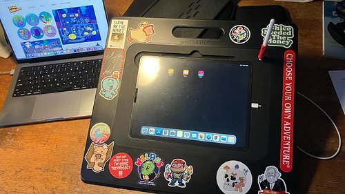 Busted out the sketch board because it’s serious crunch time. sorry I can’t show you what I’m drawing but hey those stickers ...