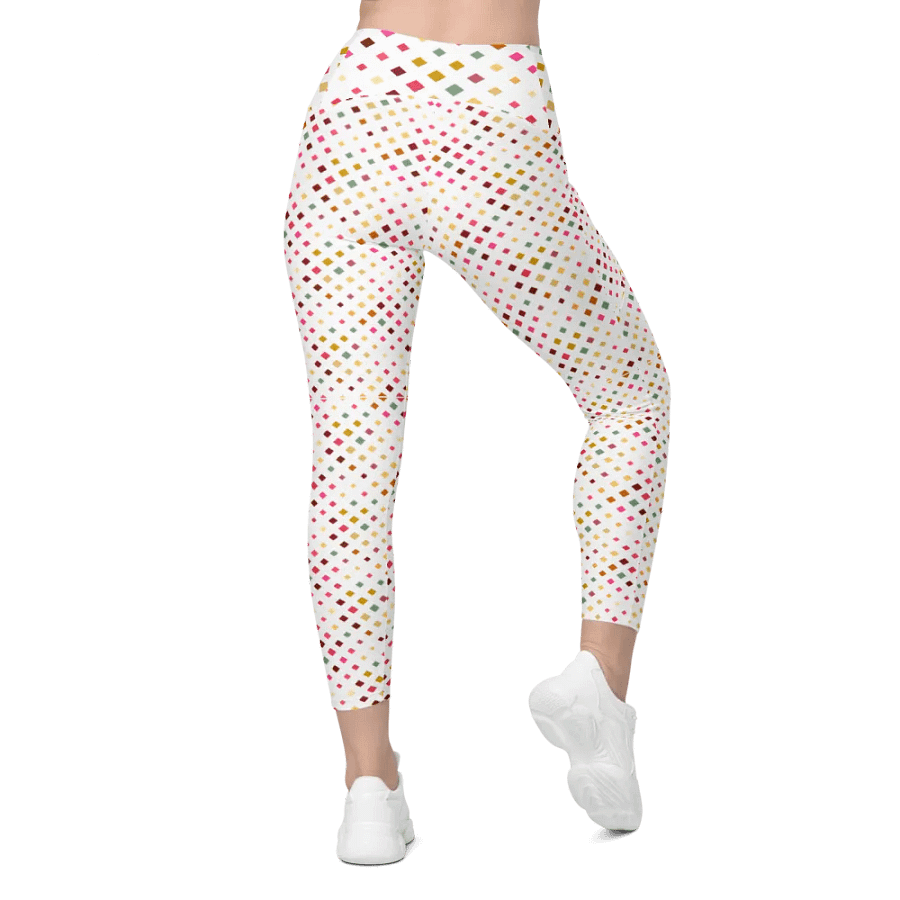 Colorful Square Pattern Design Leggings with Pocket - v6 product image (1)