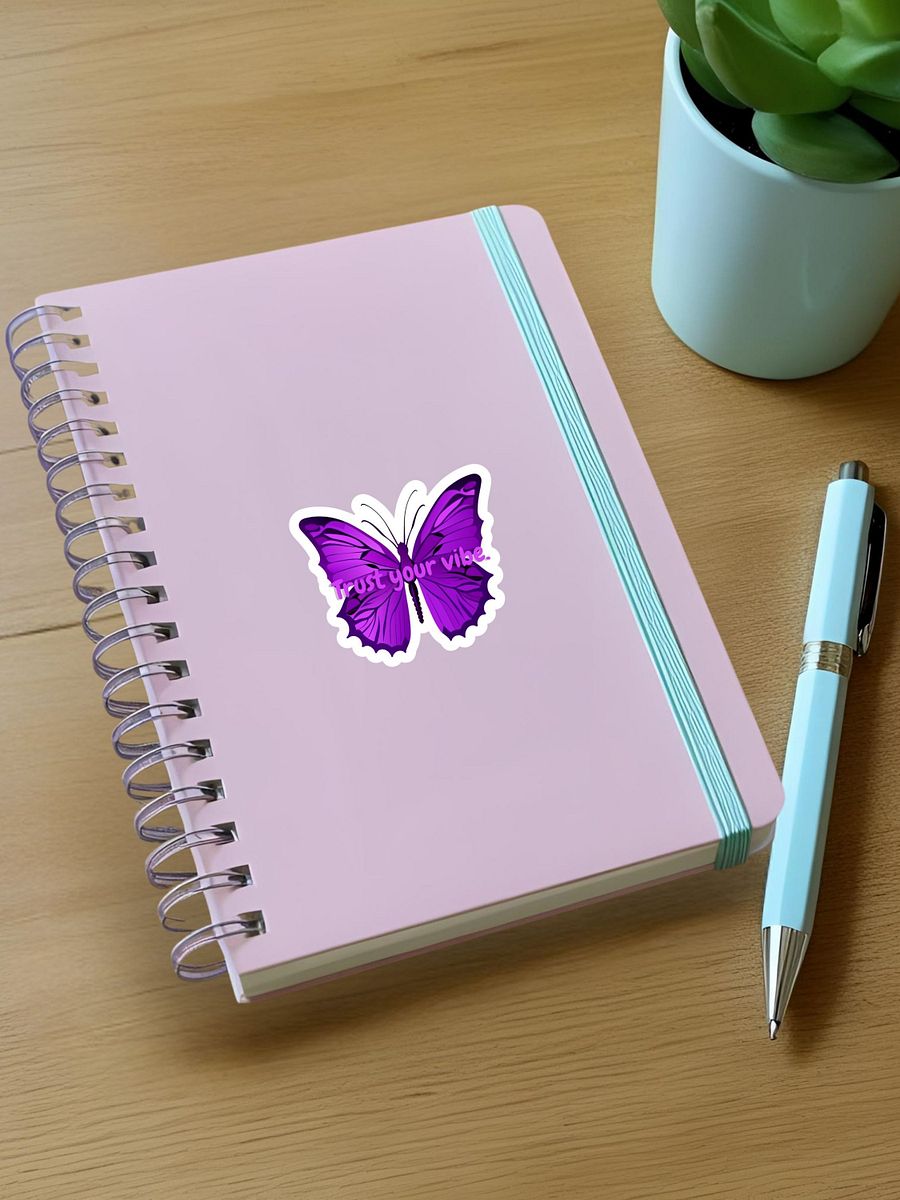 Trust Your Vibe – Purple Butterfly Inspirational Quote Sticker product image (4)