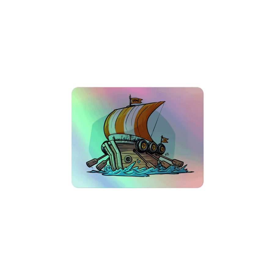 Viking bucket hat ship holographic sticker product image (1)