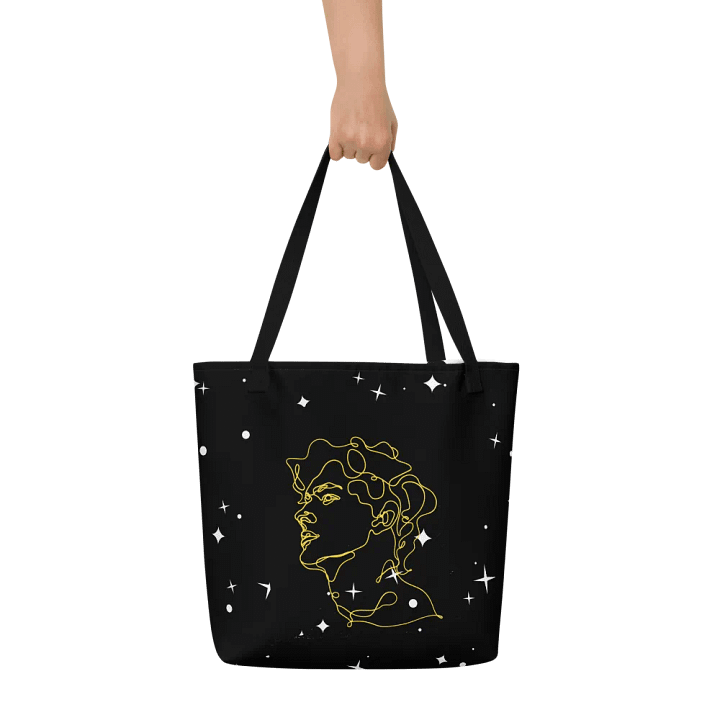 All-Over Print Large Tote Bag w/ Pocket - Man on Yellow Lining product image (1)