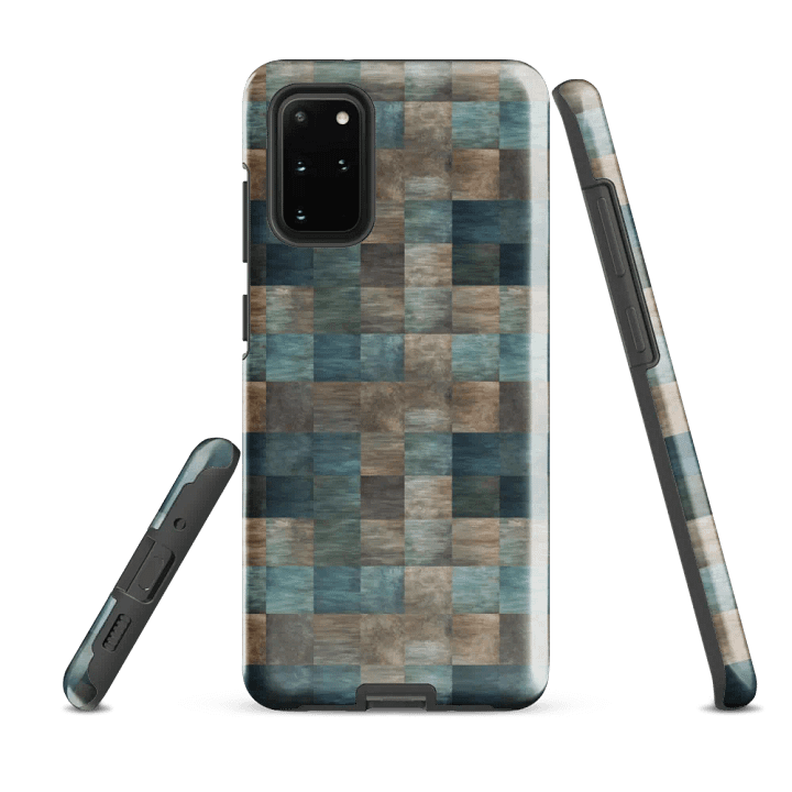 Tough Phone Case for Samsung® - Blue and Brown Checkered Pattern product image (2)