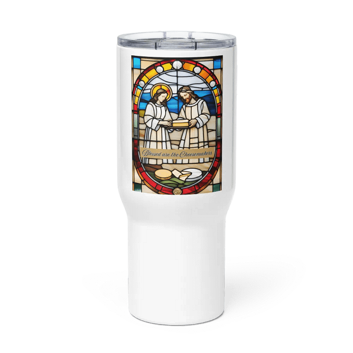 Blessed are the Cheesemakers Stainless Steel travel mug with handle #02 product image (3)