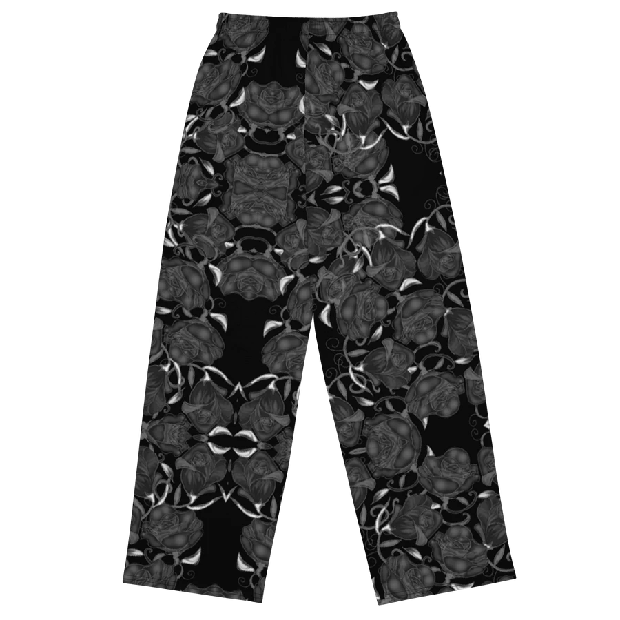 Gray Roses On Black Wideleg Pants product image (1)