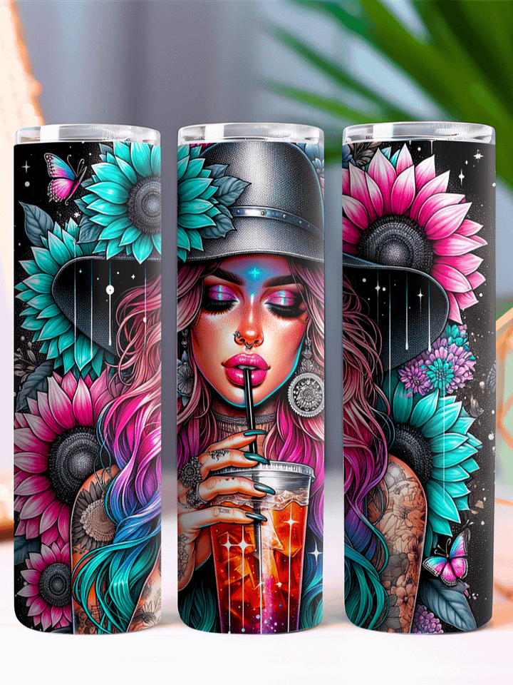 Just A Girl Who Loves Iced Tea Floral Fantasy Stainless Steel Tumbler product image (2)