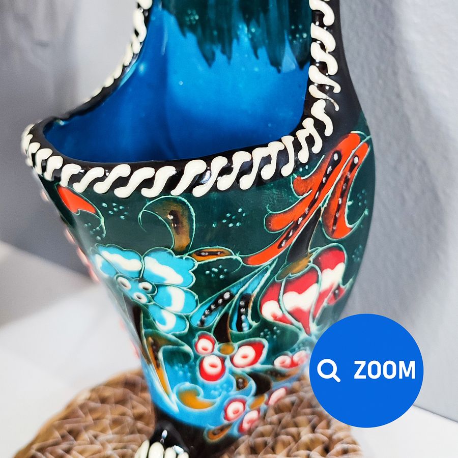 Ceramic wall decor, shoes (Terlik, blue) — handmade pottery, handmade ceramic, home decor, handmade gift, Turkish ceramic product image (7)