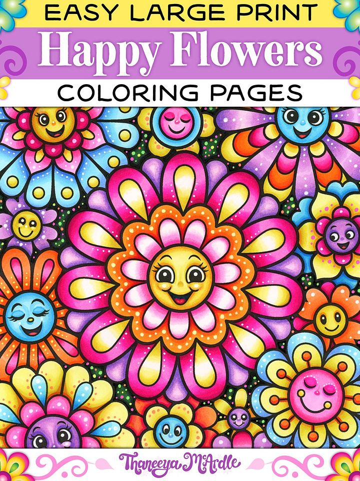 Happy Flowers Coloring Pages product image (1)