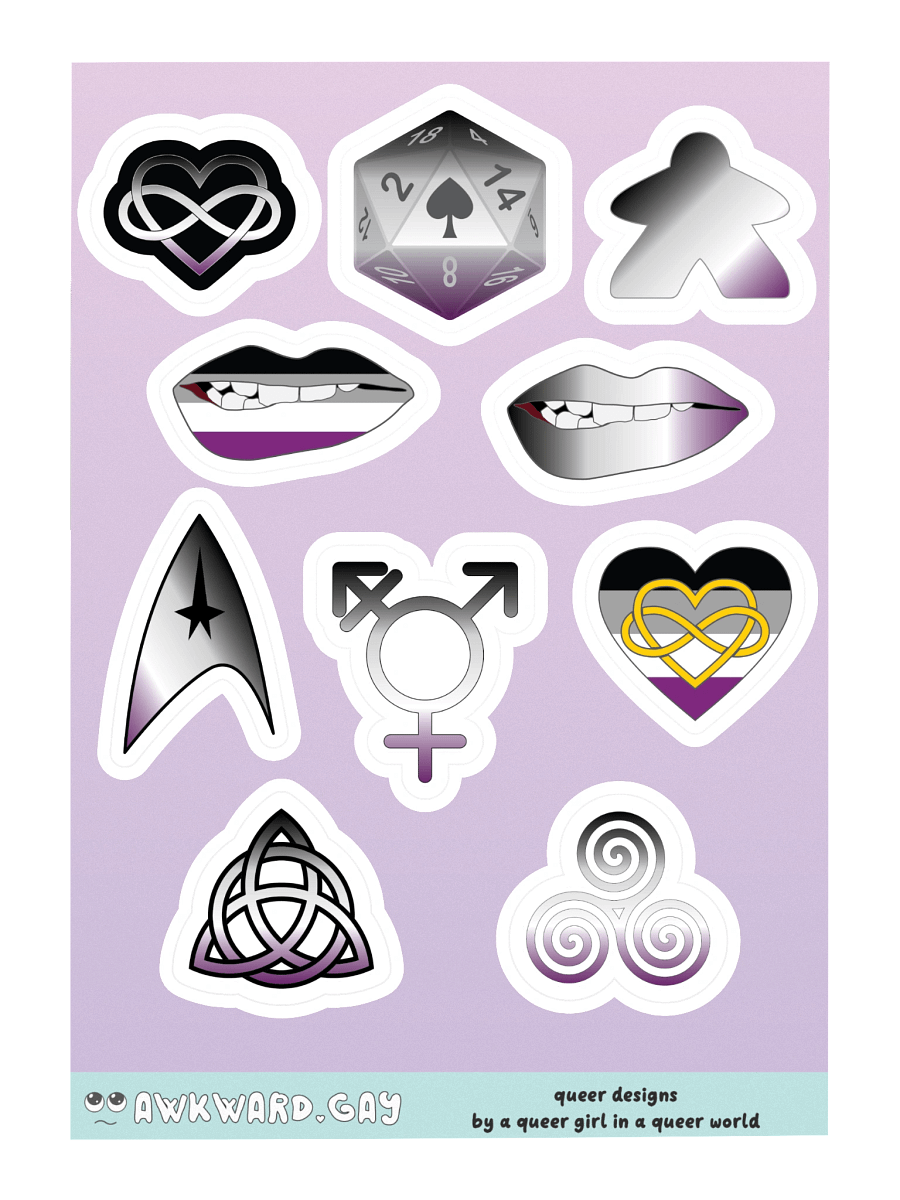 Asexual Pride Mixed Designs Sticker Sheet product image (3)