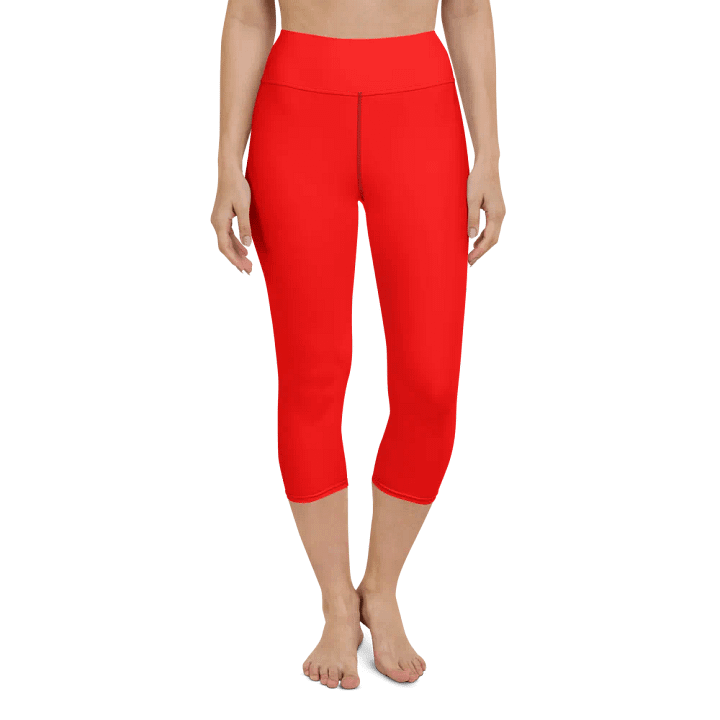 Plain Color Red Yoga Capri Leggings product image (1)
