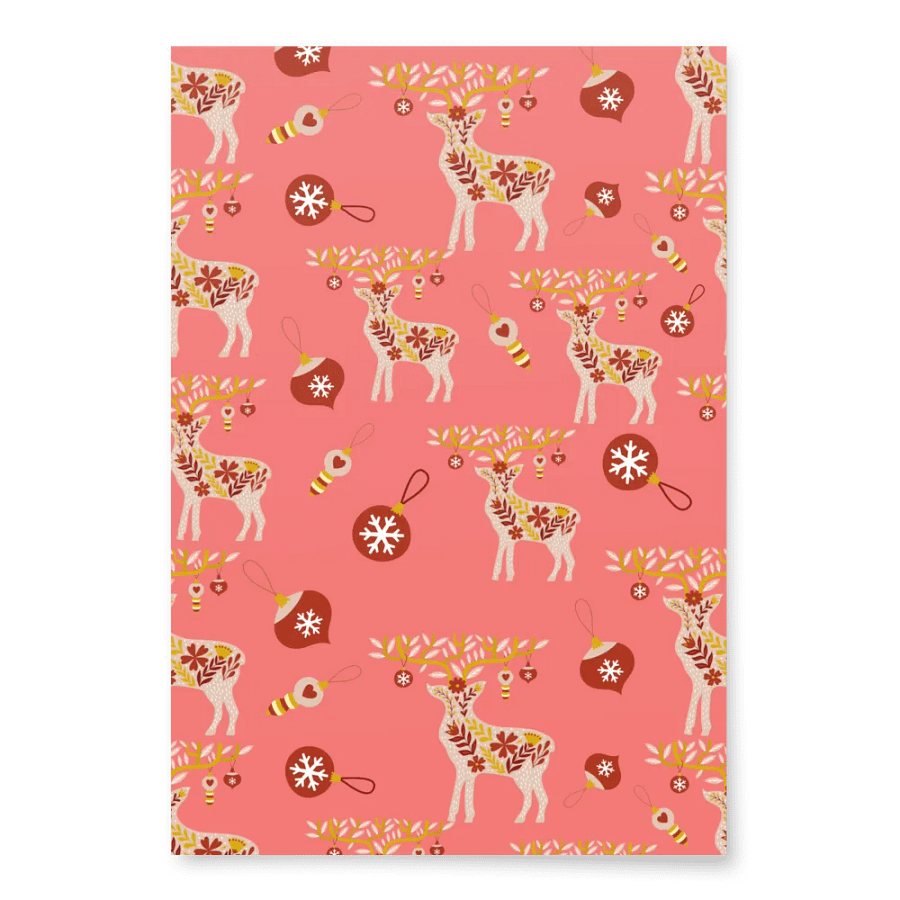 Reindeer& Ornament Wrapping Paper - Red product image (4)