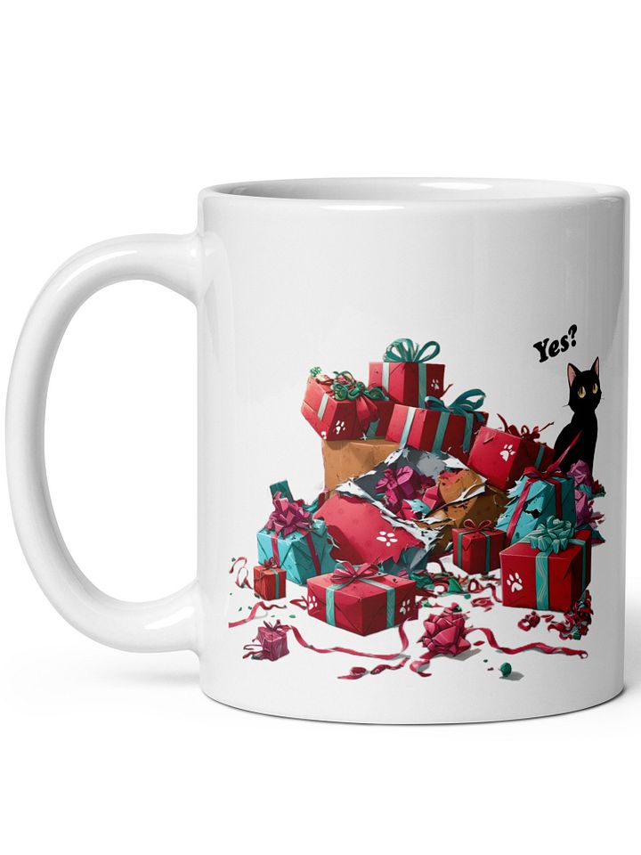 Personalized Black Cat Destroyed Christmas White Glossy Ceramic Mug product image (2)