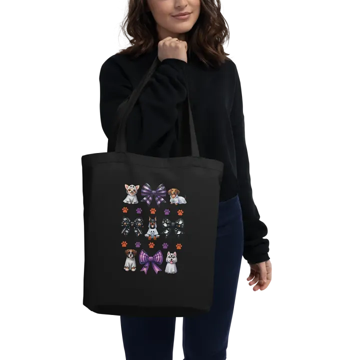 Cute Halloween Dog Ghosts and Bows Tote Bag Design2 product image (2)
