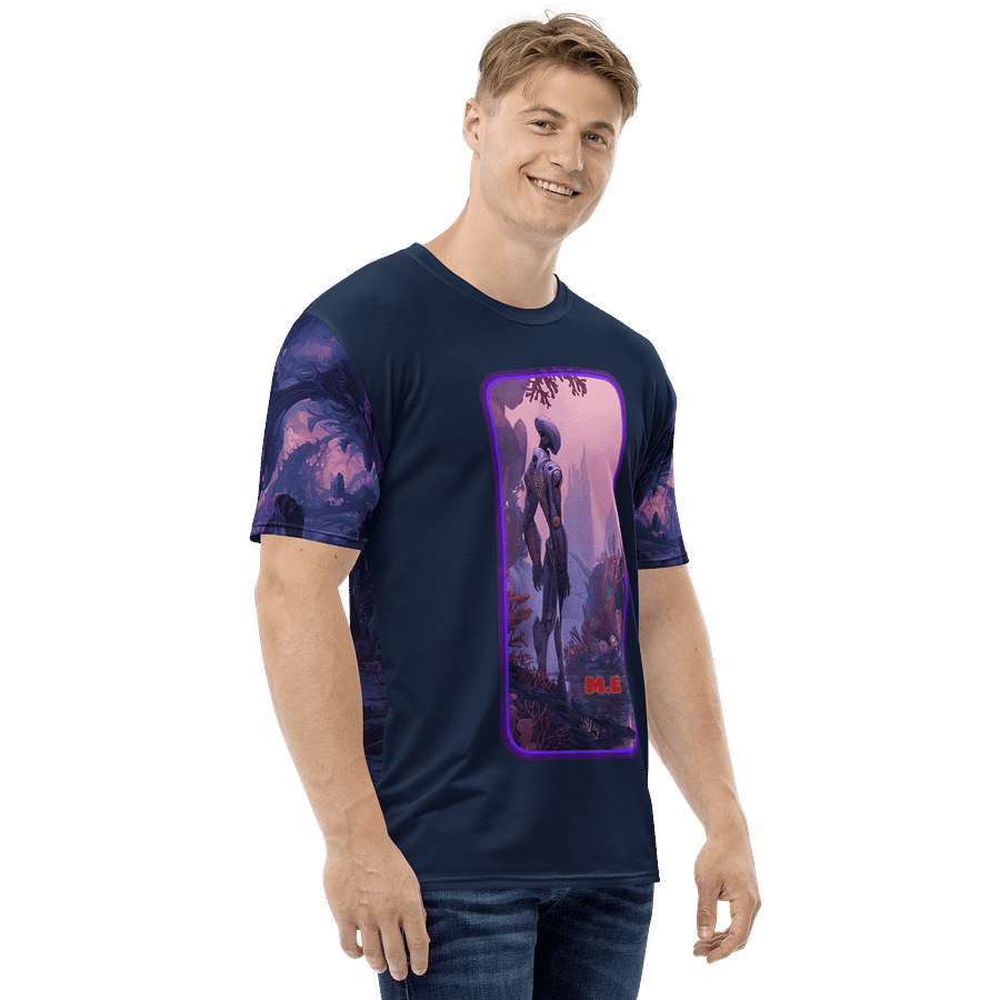 Alien Explorer Men’s Graphic Tee | Futuristic Sci-Fi All-Over Print T-Shirt product image (5)