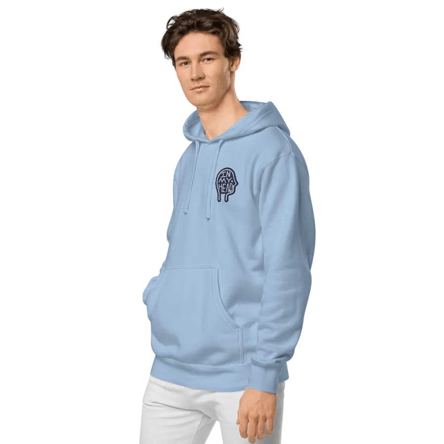 In My Head (L.C. navy bubble design 2) embroidered pigment hoodie product image (4)