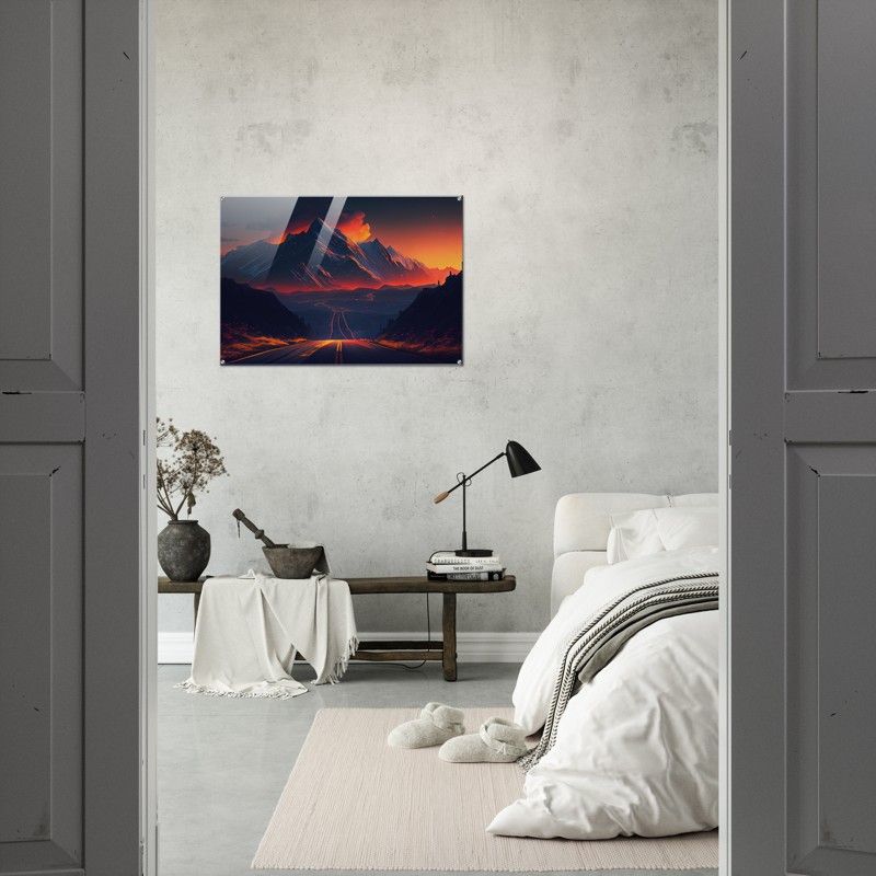 MOUNTAINS AND RED EVENING GLOSSY ACRYLIC PRINT product image (3)