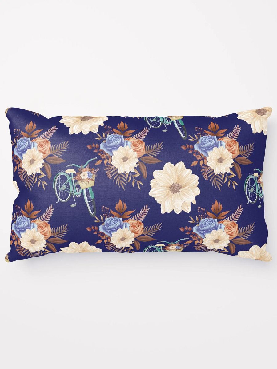 Retro Blue Blossom Throw Pillow product image (14)