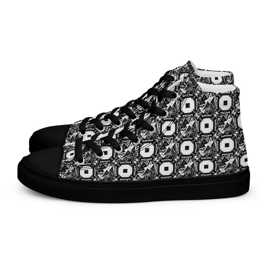Abstract Monochrome Pattern Shapes and Squares Men's Canvas Shoe High Tops product image (4)