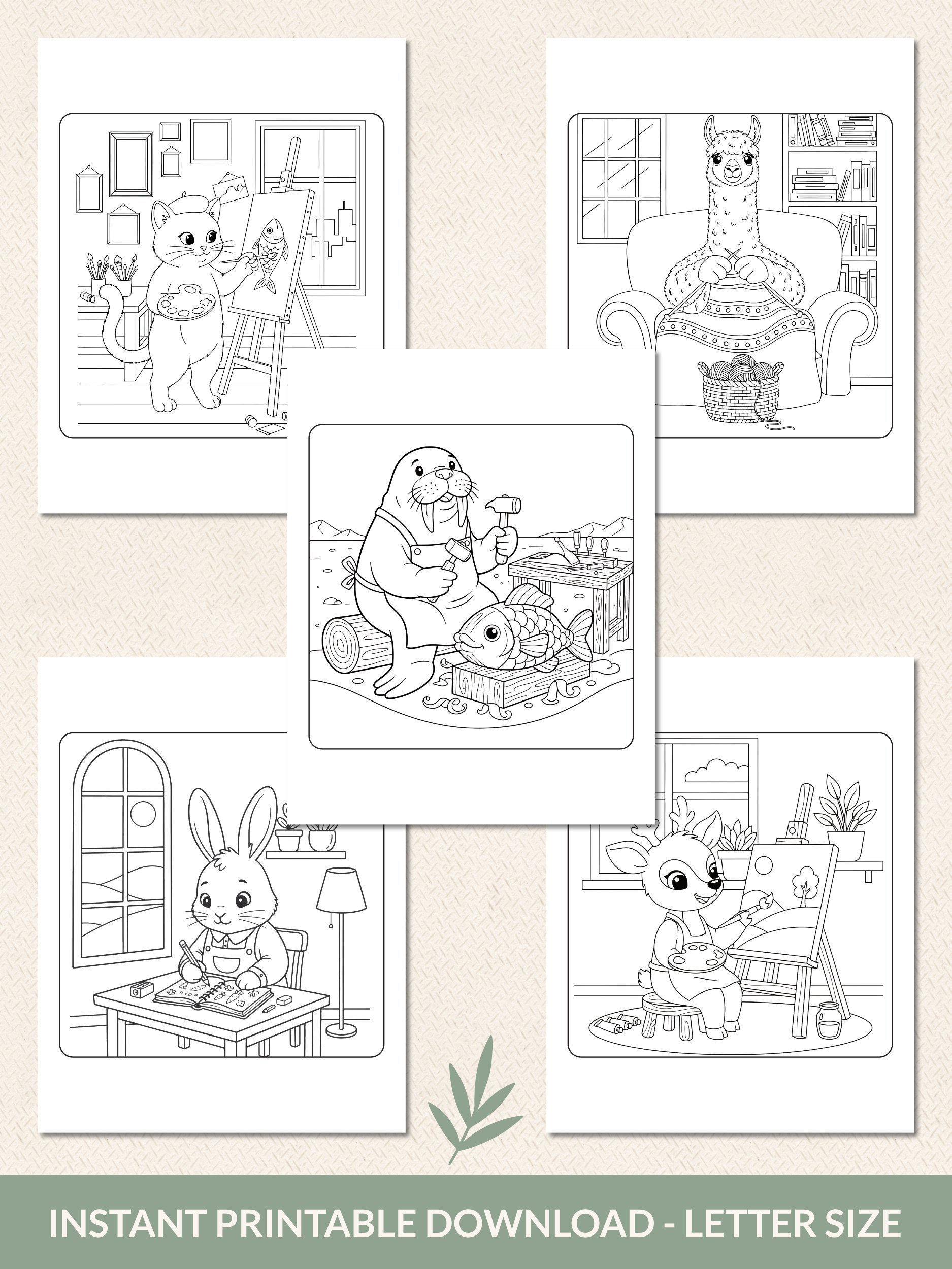 Printable Crafty Animals Coloring Pages – 30 Fun & Easy Art-Themed Designs For All Ages product image (2)