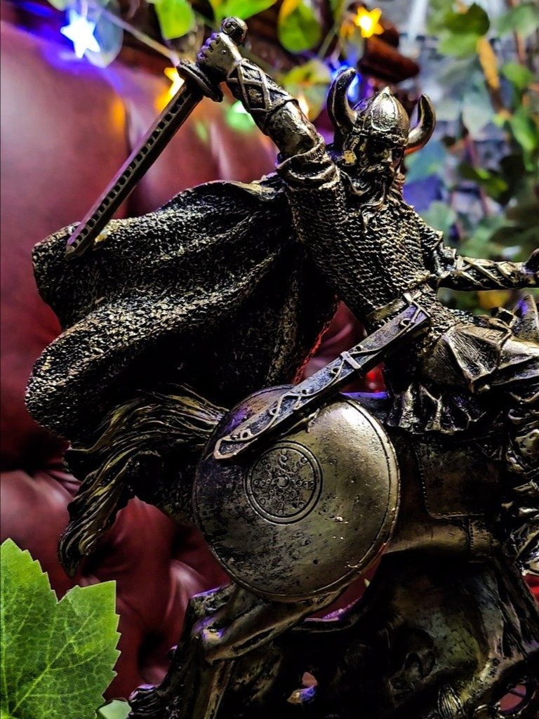 The Armored Kingdom Golden Viking Horseman Statue - 13 Inch Cold Cast Resin Antique product image (2)