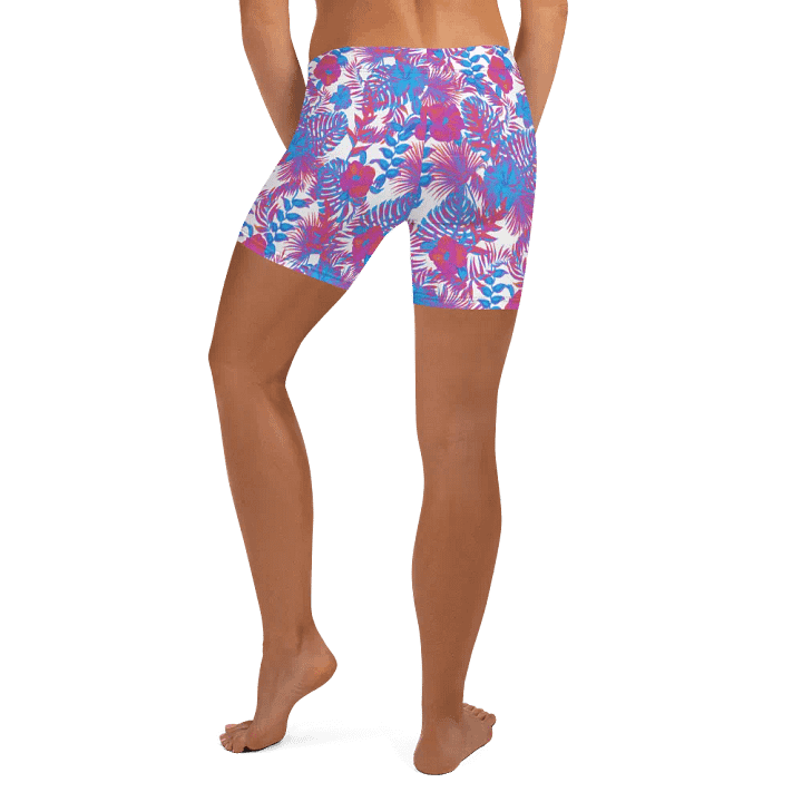 shorts  in  blue and pink colors tropical leaves design. Perfect for holiday vibes product image (2)