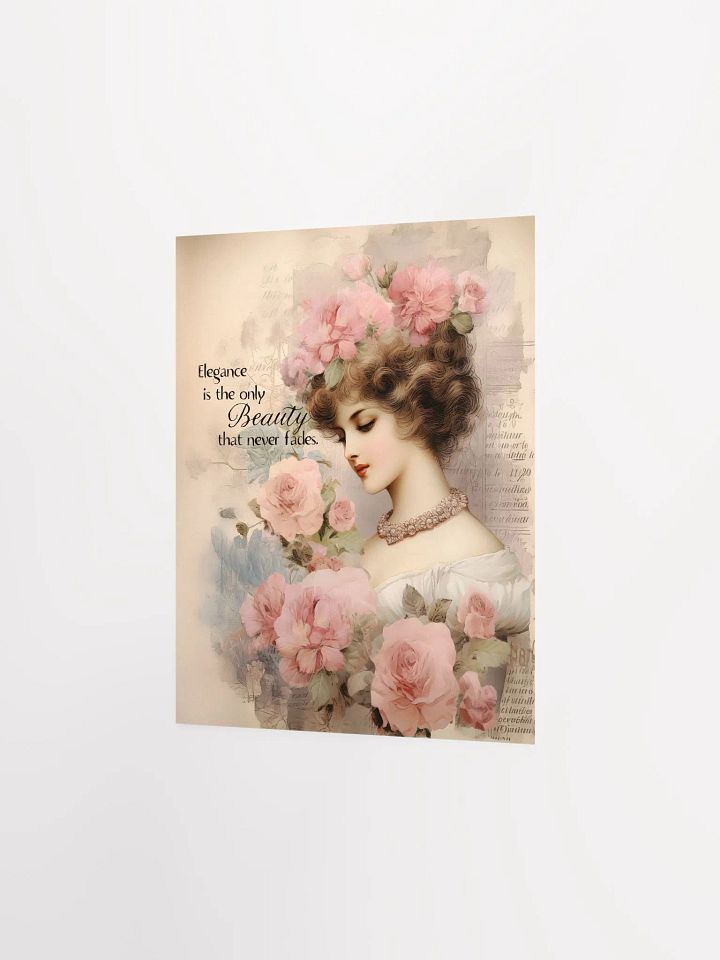 Vintage Woman with Pink Roses and Inspirational Elegance Quote product image (2)