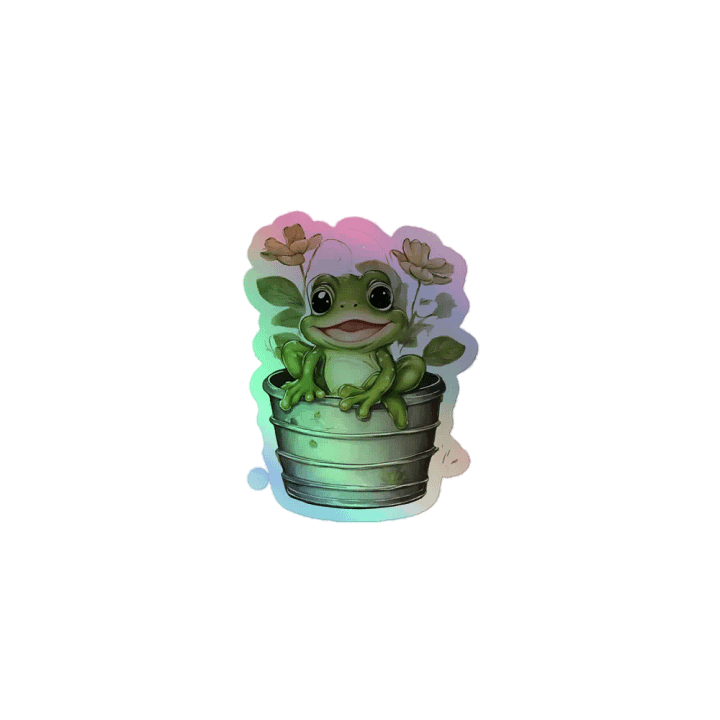 Whimsical Frog in Bucket Sticker product image (1)