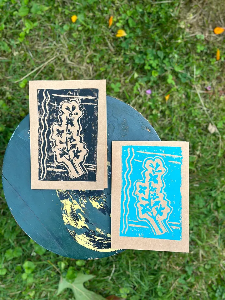 Lilac Block Print Greeting Card (Blank) product image (1)