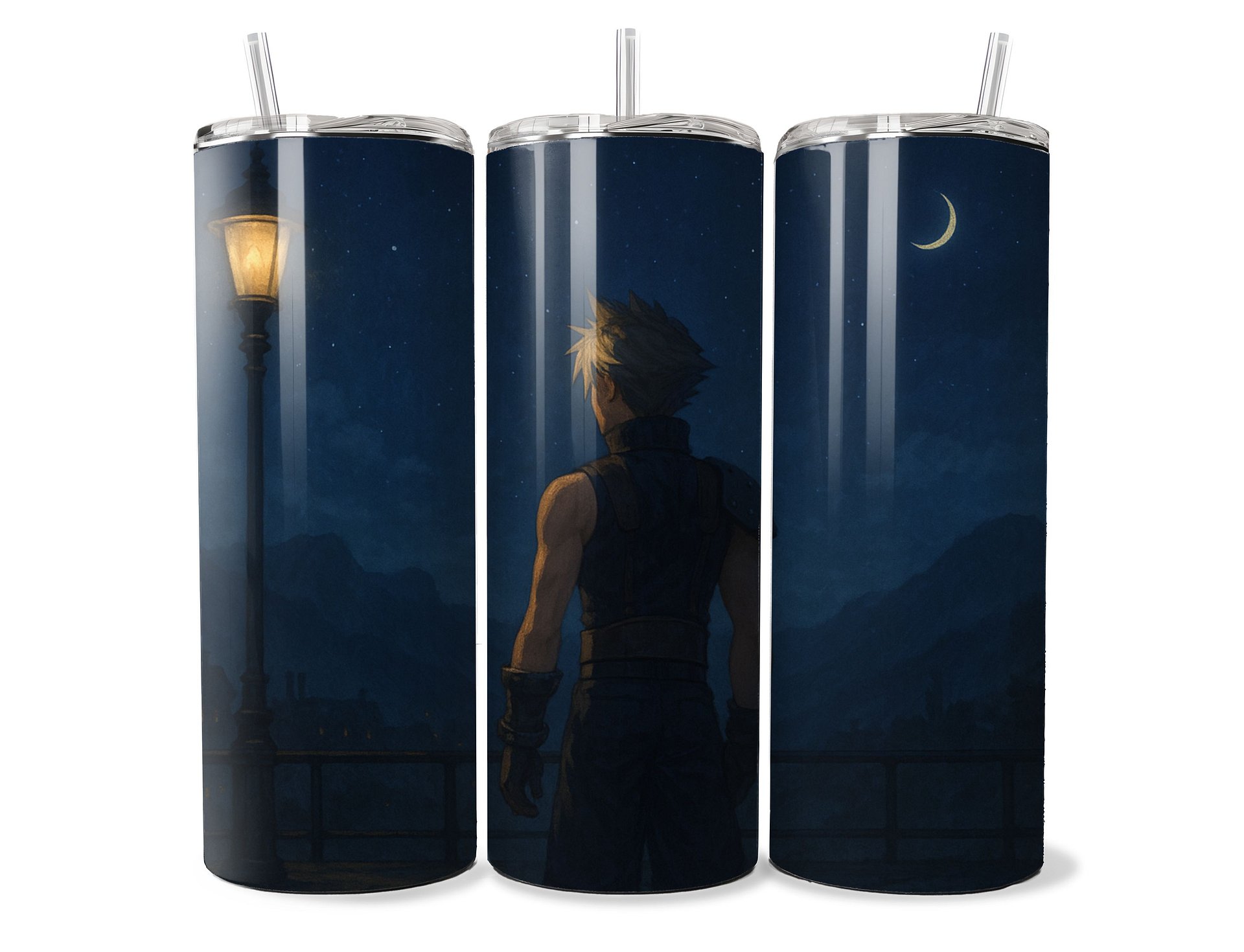 Final Fantasy – Cloud Under the Crescent Moon 20oz Stainless Steel Tumbler product image (1)