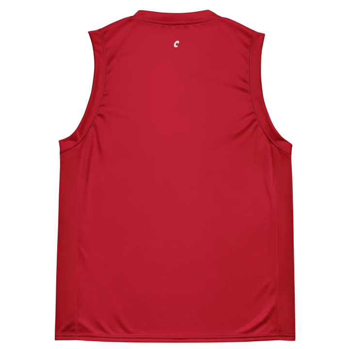 Recycled Unisex Red Basketball Jersey product image (2)