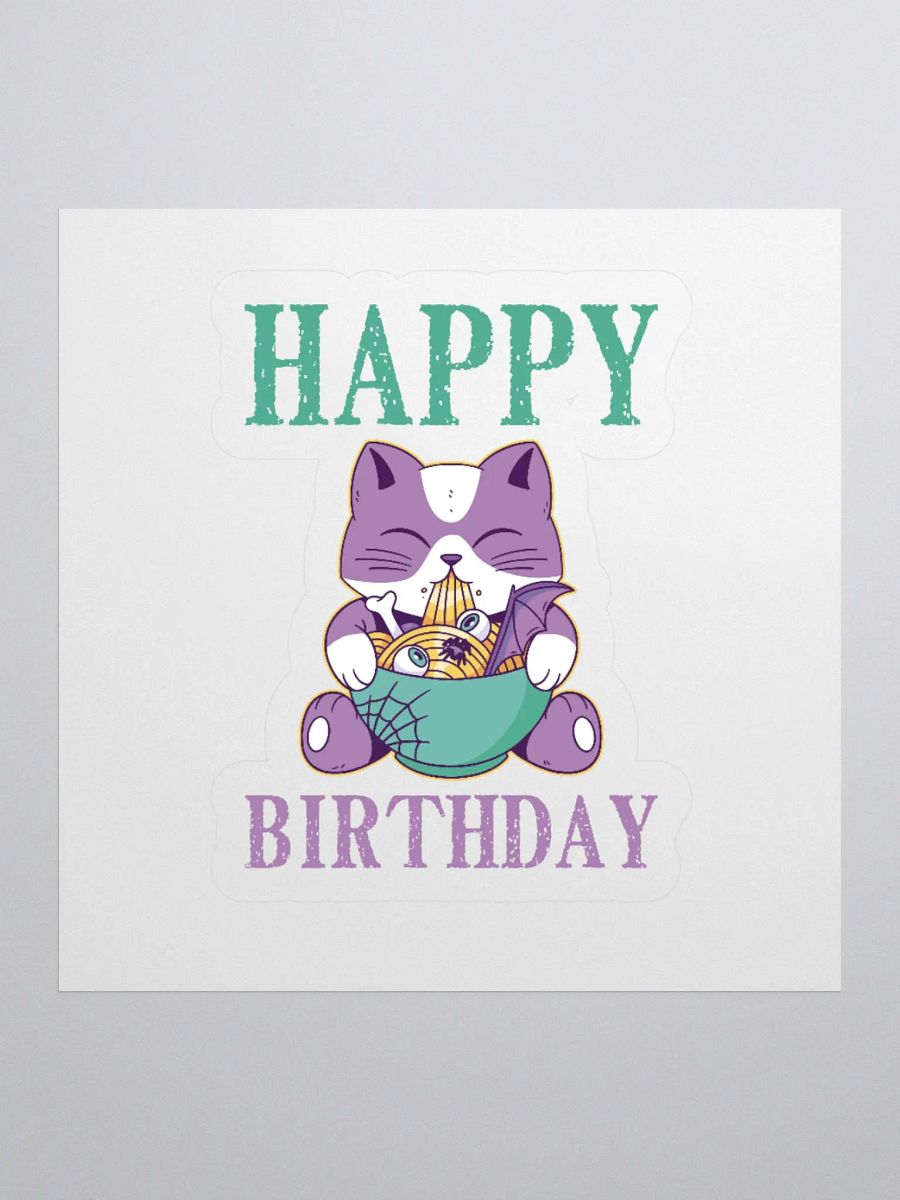 Happy Birthday (Spooky Cat Eating Noodles) Sticker product image (1)