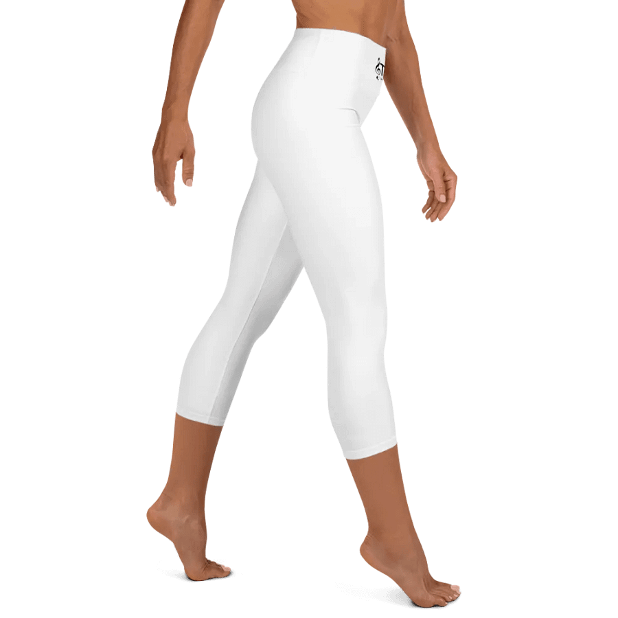 TDS Music Women's High-Waisted White Yoga Capri Leggings product image (6)