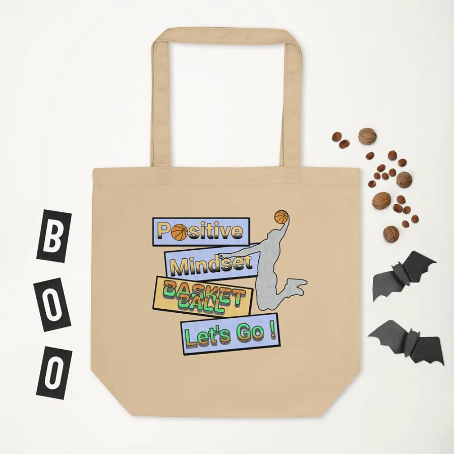 Positive Mindset Basketball Hoops Hustle Eco Tote Bag product image (5)