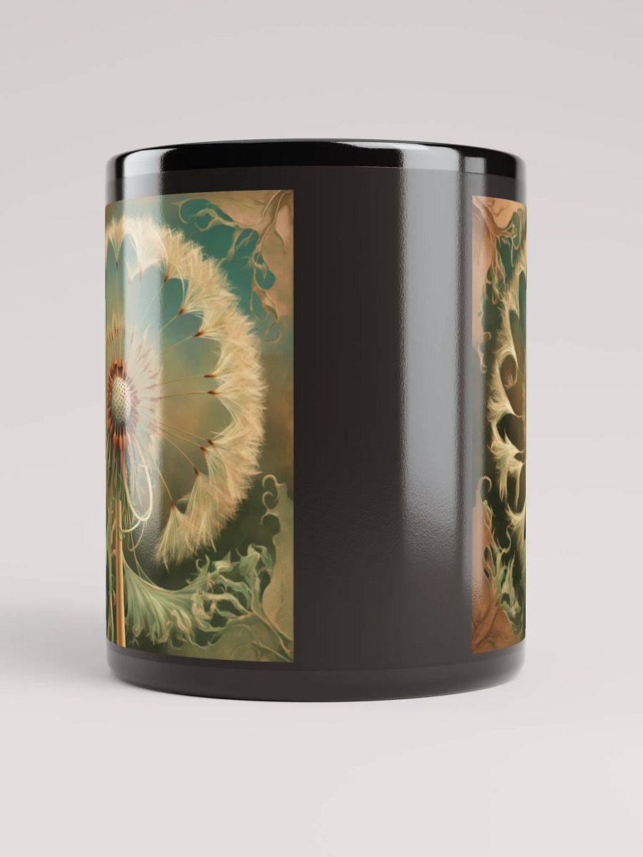 Art Nouveau Dandelion's Golden Seed Head Black Glossy Mug product image (5)