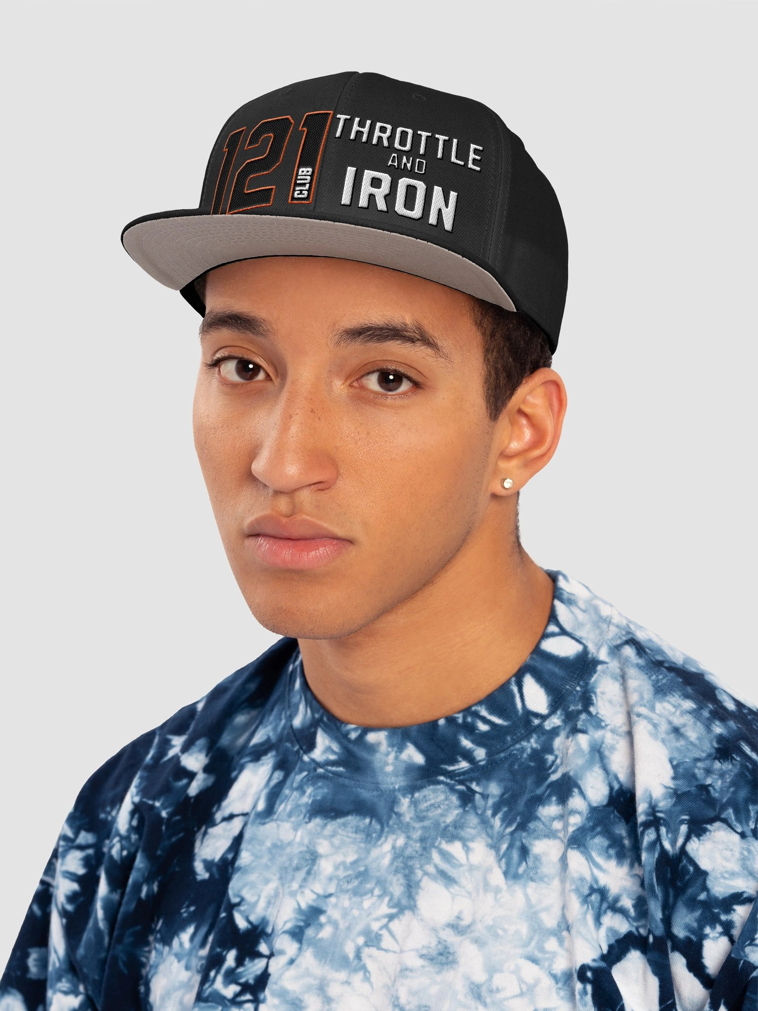 Club 121 Throttle & Iron Snapback Hat — Orange Outline (HD) Edition product image (6)
